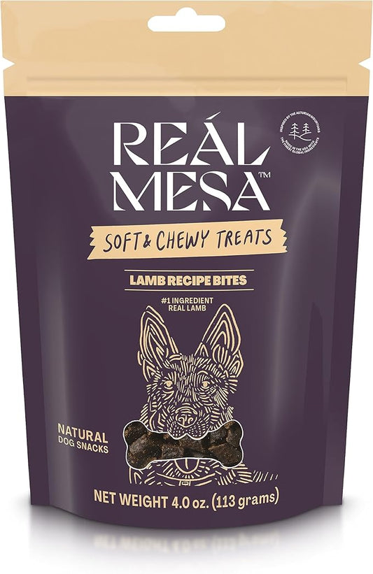 Real Mesa Soft & Chewy Lamb Recipe Dog Treats - for Small, Medium and Large Dog Sizes, Training Snacks Chewy Style (4oz)