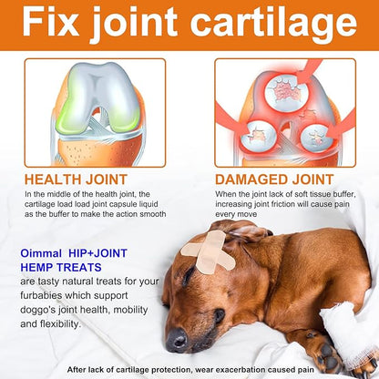 Hemp Hip and Joint Supplement for Dogs, Hemp Treats Joint Pain Relief, Hip & Joint Supplement w/MSM + Chondroitin + Hemp Oil + Omega 3, 150 Dog Joint Pain Relief Treats