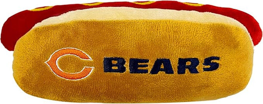 Pets First NFL Chicago Bears HOT Dog Plush Dog & CAT Squeak Toy - Cutest HOT-Dog Snack Plush Toy for Dogs & Cats with Inner Squeaker & Beautiful Football Team Name/Logo 8 x 5 x 3 Inches