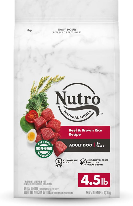 NUTRO NATURAL CHOICE Adult Dry Dog Food, Beef & Brown Rice Recipe Dog Kibble, 4.5 lb. Bag