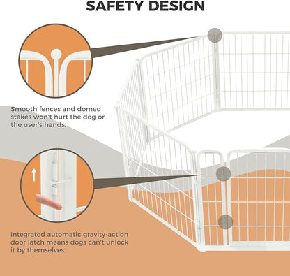 FXW Homeplus Dog Playpen Designed for Indoor Use, 24" Height for Puppy and Small Dogs, White│Patented