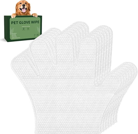ORDORA Pet Cleaning Gloves for Dogs and Cats，Cleaning & Deodorizing Grooming Gloves, 12 Pack - All-in-One Grooming Solution for Daily Care and Travel
