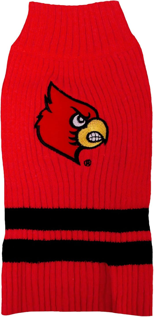 Pets First NCAA Louisville Cardinals Dog Sweater, Size Large. Warm & Cozy Knit Pet Sweater with NCAA Team Logo, Best Puppy Sweater for Large & Small Dogs