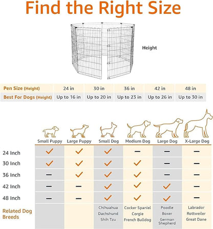 Amazon Basics Foldable Octagonal Metal Exercise Pet Play Pen for Dogs, Fence Pen, No Door, Large, 60 x 60 x 42 Inches, Black