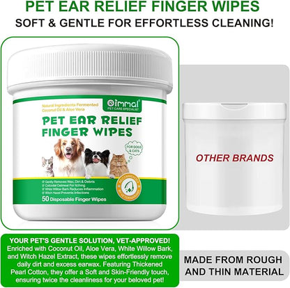 Dog Dental Powder, Dental Care for Dog Teeth Breath Freshener, Dog Ear wipes Finger,Finger Wipes for Dogs & Cats - Pet Ear Cleaning Finger Wipes - Sooths & Deodorizes, Prevent Ear Itch & Inflammation