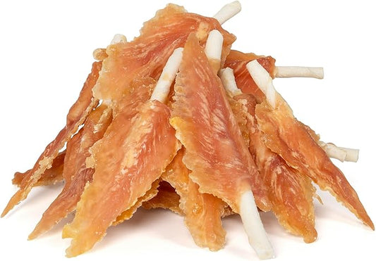 MON2SUN Dog Rawhide Twist 4-4.5 Inch Chicken Wrapped Rawhide Sticks for Puppy and Small Dogs, Promotes Dental Health Chicken Wings (10.08 Ounce -Pack of 1)