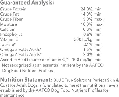 Blue Buffalo True Solutions Perfect Skin & Coat Natural Adult Dry Dog Food, Salmon 24-lb