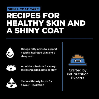 GO! SOLUTIONS Skin + Coat Care Wet Dog Food - Shredded Chicken Recipe with Grains - Complete & Balanced Nutrition for All Life Stages, 12.5 oz