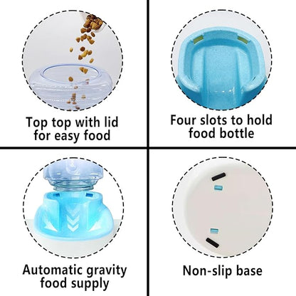 kathson Automatic Cat Feeder 1 Gallon Gravity Dog Food Dispenser Large Capacity Self Feeding Pet Food Bowl for Puppy Kitten Rabbit Blue