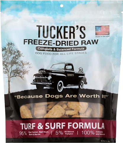 Tucker's Raw Frozen Freeze Dried Raw Dog Food, Turf & Surf Formula 14oz