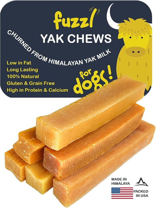 Premium Yak Cheese Himalayan Dog Chews - 6 Bars 1lb Medium Natural Dog Treats Milkbone Yak Chews No Hide Dog Food Long Lasting Dog Dental Sticks Milk Chews Cheese Stick