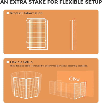 FXW Homeplus Dog Playpen Designed for Indoor Use, 45" Height for Large Dogs, White│Patented