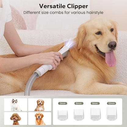 Dog Grooming Vacuum for Shedding - Dog Grooming Kit with 6 Proven Tools for Deshedding Dematting Trimming and Cleaning Vacuum Suction 99% Pet Hair, 3.2L Dust Box, 3 Modes with Low Noise