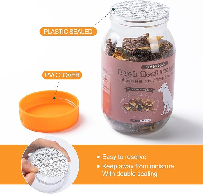 Duck Meat Pumpkin Dog Treats - Dog food Natural Chews Snacks Protein-Rich Real Meat Grain Free Healthy Pet Food for Training Small Medium Large Dogs (5 OZ)