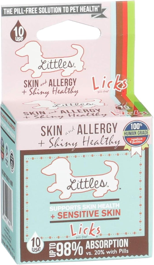 Licks Pill-Free Small Breed Dog Skin and Allergy - Omega 3 Dog Allergy Relief - Dog Vitamins & Supplements for Itch Relief - Turmeric Supplement for Dog Skin - Gel Packets - 10 Use