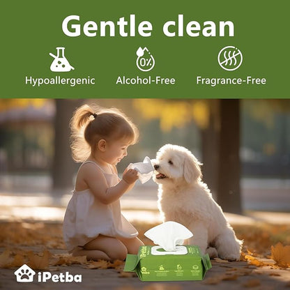 Unscented Dog Grooming Wipes for Cleaning and Deodorizing, Natural Plant Formula Pet Wipes for Dogs Cats on Paws Butt Face Body, Doggie Wipe Fragrance Free 100 Count