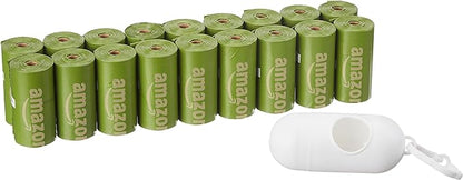 Amazon Basics Dog Poop Bags With Dispenser and Leash Clip, Brazilian Mango Scented, 270 Count, 18 Pack of 15, 13 Inch x 9 Inch