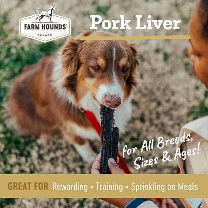 Farm Hounds Pork Kidney Jerky Treats for Dogs, Premium Dried Dog Treats, High Protein Training Treat for Small & Large Dogs, Natural & Healthy Dog Treats, Made in USA, Pork Liver 4oz