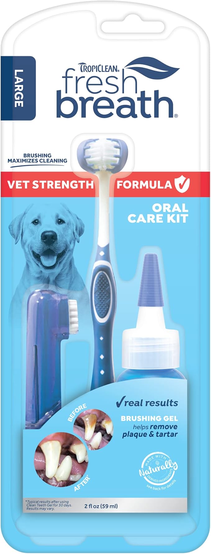 Fresh Breath Certified Wellness Collection Vet Strength Oral Care Kit for Large Dogs - Removes Plaque & Tartar - Freshens Bad Dog Breath - Teeth Cleaning Kit