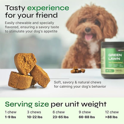 Green Lawn Chewables for Dogs - Gut Function & Digestive Support - All Breeds - Green Lawn Maintenance Dog Supplement