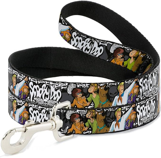 Buckle-Down Dog Leash Scooby Doo Group Pose Bones Available in Different Lengths and Widths for Small Medium Large Dogs and Cats, Multicolor, 6 feet Long - 1.5" Wide, DL-6FT-WSD014-W