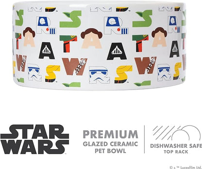 STAR WARS for Pets Character Dog Feeding Bowl, 6 Inch | STAR WARS Dog Food Bowl Holds up to 3.5 Cups of Water, Dry Food, or Wet Food | Officially Licensed STAR WARS Product,White,(Pack of 1),FF13179