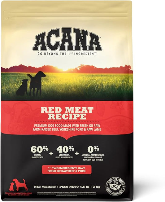 ACANA Grain Free Dry Dog Food, Red Meat Recipe, 4.5lb