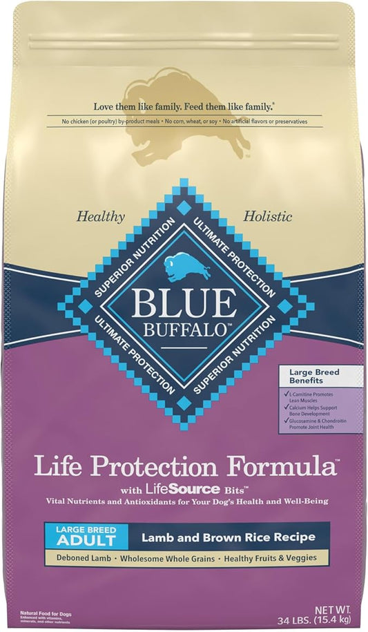 Blue Buffalo Life Protection Formula Natural Adult Large Breed Dry Dog Food, Lamb and Brown Rice 34-lb