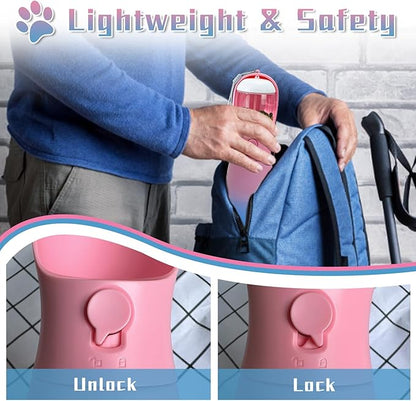 Dog Water Bottle, 19Oz Large Capacity Portable Dog Water Bowl, Food Grade Drinking Feeder & Dish Bowl, Unique Puppy Essentials for Outdoor Walking Traveling, Dog Gifts (Pink&Blue)