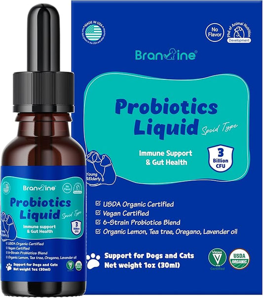 Probiotics Liquid Immune Support& Gut Health for Cats and Dogs - 6-Strains Probiotics with Organic Lemon, Organic Tea Tree, Organic Oregano, Organic Lavender (30 ml)