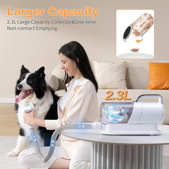 Pro pet grooming kit，Pet Grooming Vacuum Picks Up 99% Pet Hair,7 Proven Grooming Tools, 2.3L Capacity Pet Hair Dust Cup…