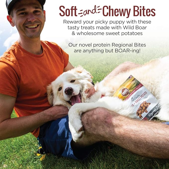 All Natural Dog Treats - Wild Boar & Sweet Potato - Training Treats for Dogs with Allergies, Sensitive Stomachs - Soft Dog Treats, Chewy, Grain Free, Made in USA - 5oz Bag, Pack of 3