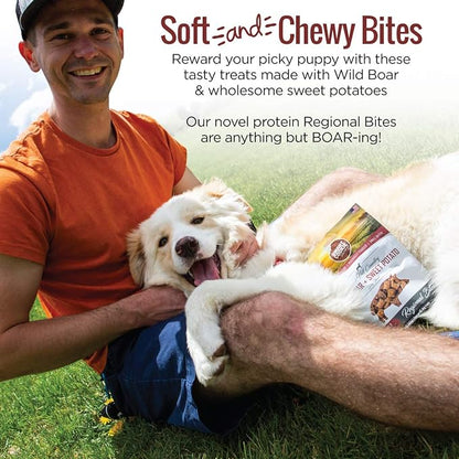 All Natural Dog Treats - Wild Boar & Sweet Potato - Training Treats for Dogs with Allergies, Sensitive Stomachs - Soft Dog Treats, Chewy, Grain Free, Made in USA - 5oz Bag, Pack of 3