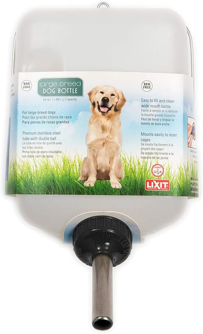 Lixit Wide Mouth Water Bottles for Large and Small Dogs (64oz Large Dog, White)