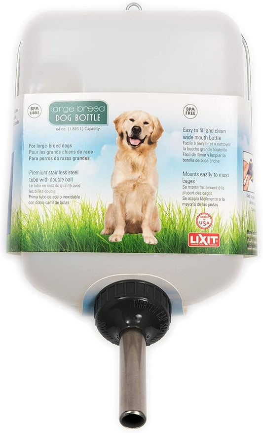 Lixit Wide Mouth Water Bottles for Large and Small Dogs (64oz Large Dog, White)