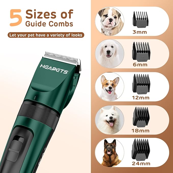 Dog Clippers for Grooming, 2 Pack Pet Hair Trimmers with 2 Speed Grooming Mode, Rechargeable, Cordless, Electric Quiet, Suitable for Dogs Cats (Green)