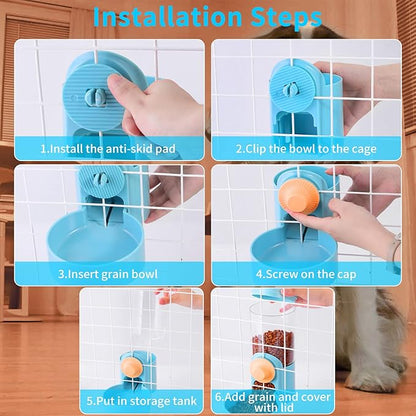 40oz Hanging Automatic Pet Food Water Dispenser, Cat Feeder and Water Dispenser, Cage Cat Food Bowl,Automatic Water Dispenser for Dogs Puppy Kitten Rabbit Chinchilla Hedgehog Ferret