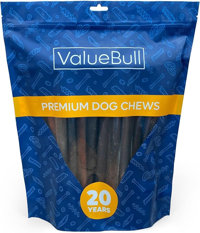 ValueBull Collagen Sticks, Beef Dog Chews, Jumbo 12 Inch, 25 Count - Natural & Safe, Single Ingredient, Rawhide-Free, Long Lasting, Healthy for Hips, Joints, Skin & Coat