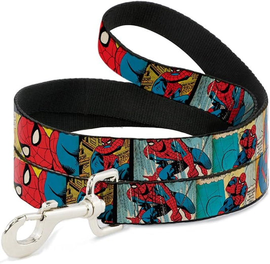 Buckle-Down Pet Leash - Spider-Man Comic Strip - 4 Feet Long - 1/2" Wide