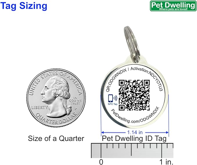 Premium NFC-QR Code Pet ID Tags - Dog Tags and Cat Tags, Connect to Online Pet Profile, Receive Instant Scanned Location Email Alert(Silver Paw)