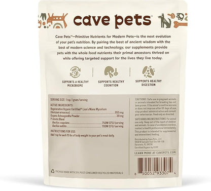 Super Blend Powder, Mushroom Mycelium and Dog Probiotic Supplement for Brain and Digestive Health Support, Lion’s Mane & Probiotic, Lion's Mane + Probiotics