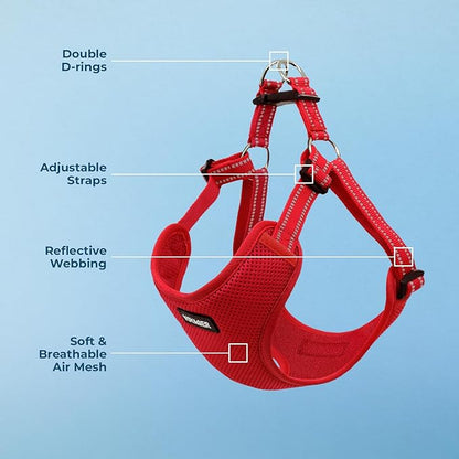 Best Pet Supplies Voyager Adjustable Dog Harness with Reflective Stripes for Walking, Jogging, Heavy-Duty Full Body No Pull Vest with Leash D-Ring, Breathable All-Weather - Harness (Red), S