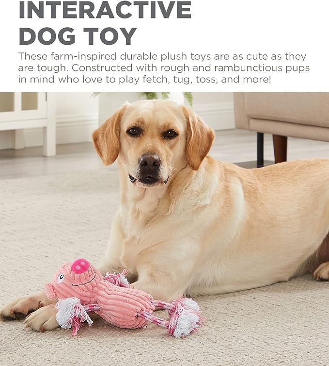 Charming Pet Ranch Roperz Pig Plush Squeaky Dog Toy