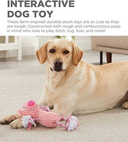 Charming Pet Ranch Roperz Pig Plush Squeaky Dog Toy