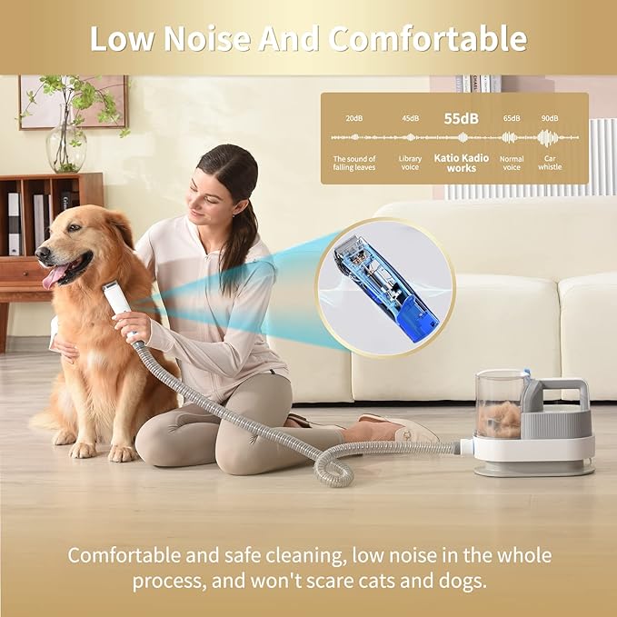 Dog Grooming Vacuum Kits with Multiple Tools - Electric Clipper, Hair Dematting and Shedding, 2.5L Large Capacity Dustbin, 10Kpa Suction, Low Noise - Pet Hair Solution for Dogs and Cats Pet Gifts