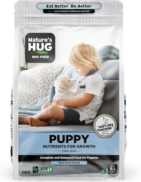 Nature's HUG Dry Dog Food, for Puppy - Toy & Small Breeds, 5 lb. Bag, Just Like Chicken, Grain Free & Hypoallergenic, Supports Microbiome Health, Complete Protein & Balanced Nutrition
