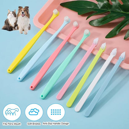 8pcs Dog Toothbrush, 2 Styles Soft Bristle Small Cat Toothbrush Micro Head Kitten Teeth Cleaning Brush Dental Care Supplies for Tiny Puppy Kitty Reduce Plaque Tartar Formation & Bad Breath