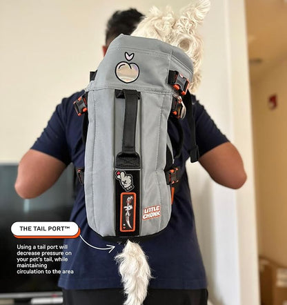 Maxine One Dog Backpack Carrier with Snacc Pacc Hip Belt by LITTLE CHONK | Adjustable Front Facing Bag for Travel or Hiking | Snack Storage | Made for Pets Up to 50 lbs | Medium, Chonkcrete Gray