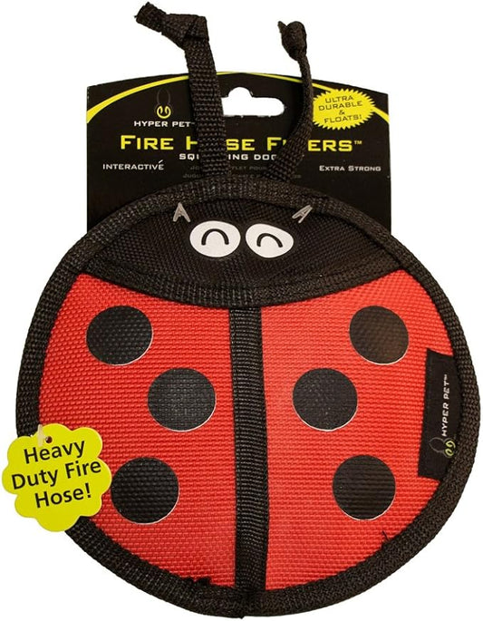 Hyper Pet Firehose Flyers Ladybug Durable Squeaky Dog Toy 9.8 x 1.2 x 6.5 inches