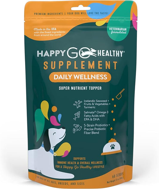 Daily Wellness Supplements for Dogs | Probiotic & Prebiotic Benefits with Fish Oil & Seaweed to Keep Your Dog Beaming All Day Long | All Breeds and Sizes | 60 Count